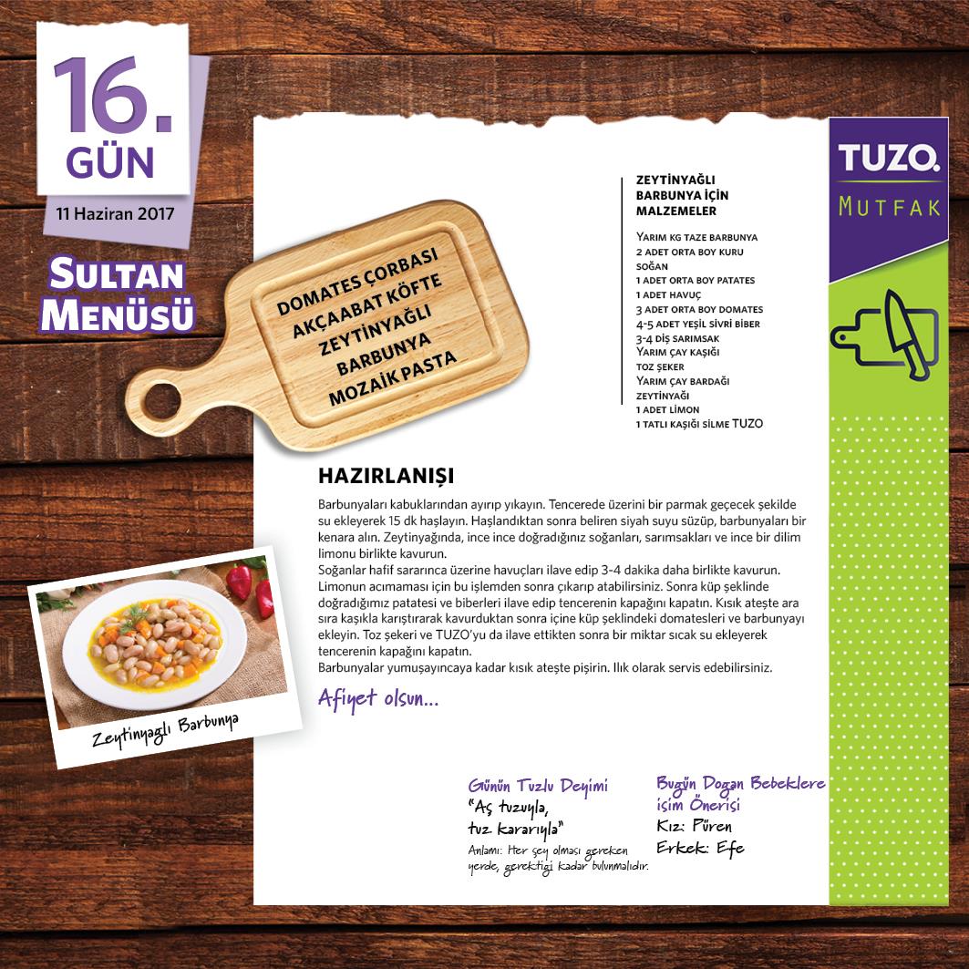 Sultan Menüsü 16.Gün Yemek Tarifi Zeytinyağlı Barbunya