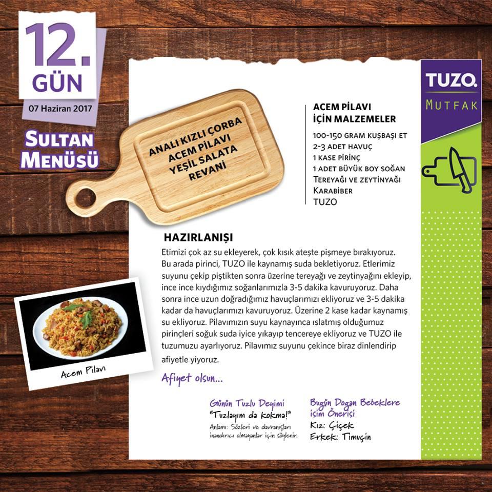 Sultan Menüsü 12.Gün Yemek Tarifi Acem Pilavı