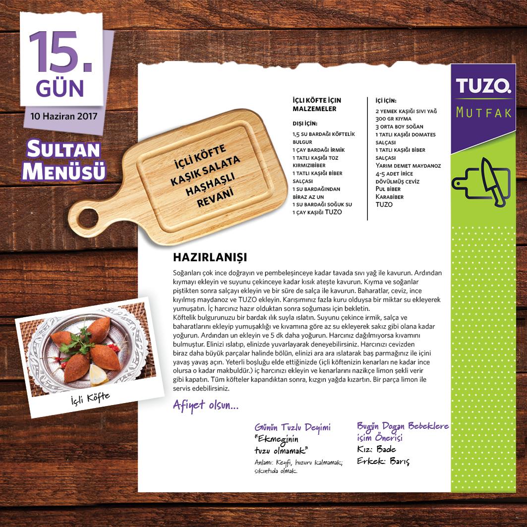 15. Gün Sultan Menüsü Yemek Tarifi İçli Köfte